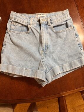 American Apparel Light Wash High-Rise Denim Shorts
